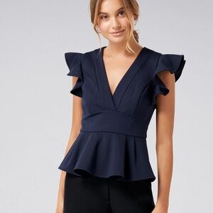 Ever New Mariana Ponte Peplum Top Navy